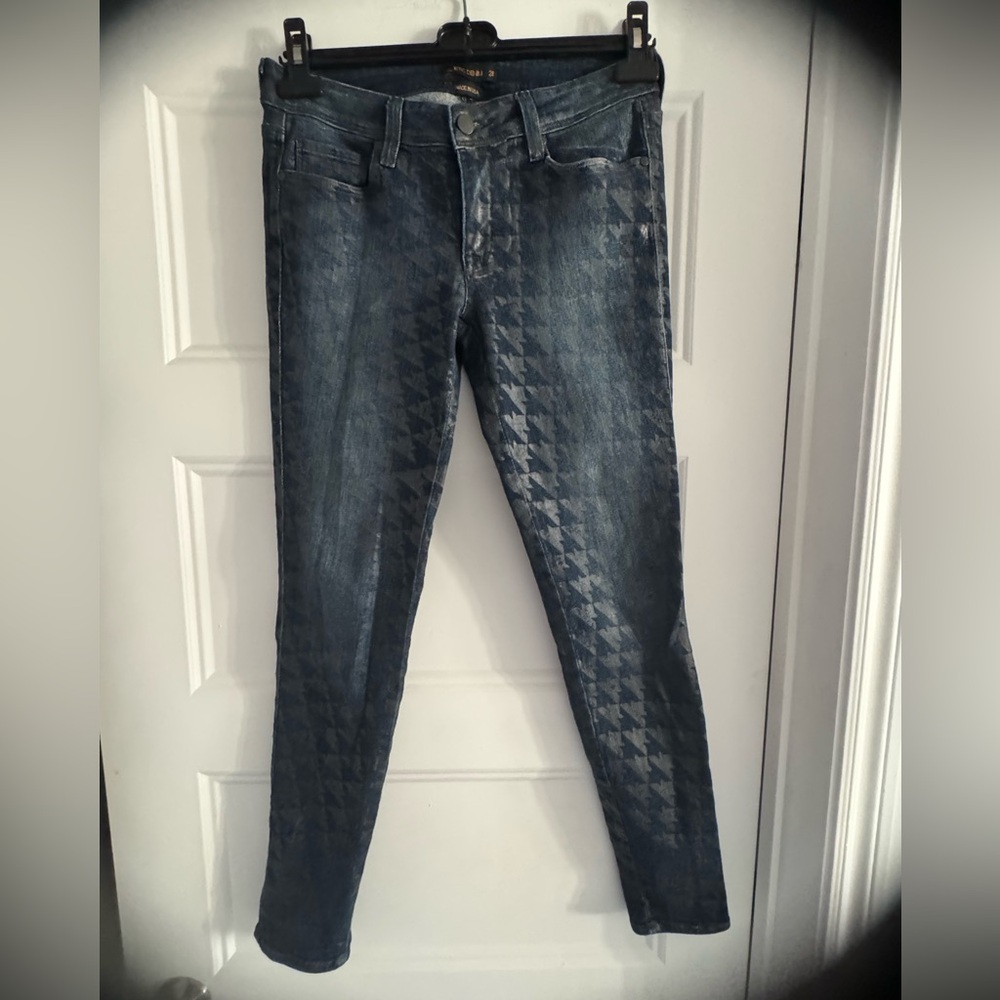 Genetic Denim Dark Blue Jeans Rubber effect with houndstooth pattern